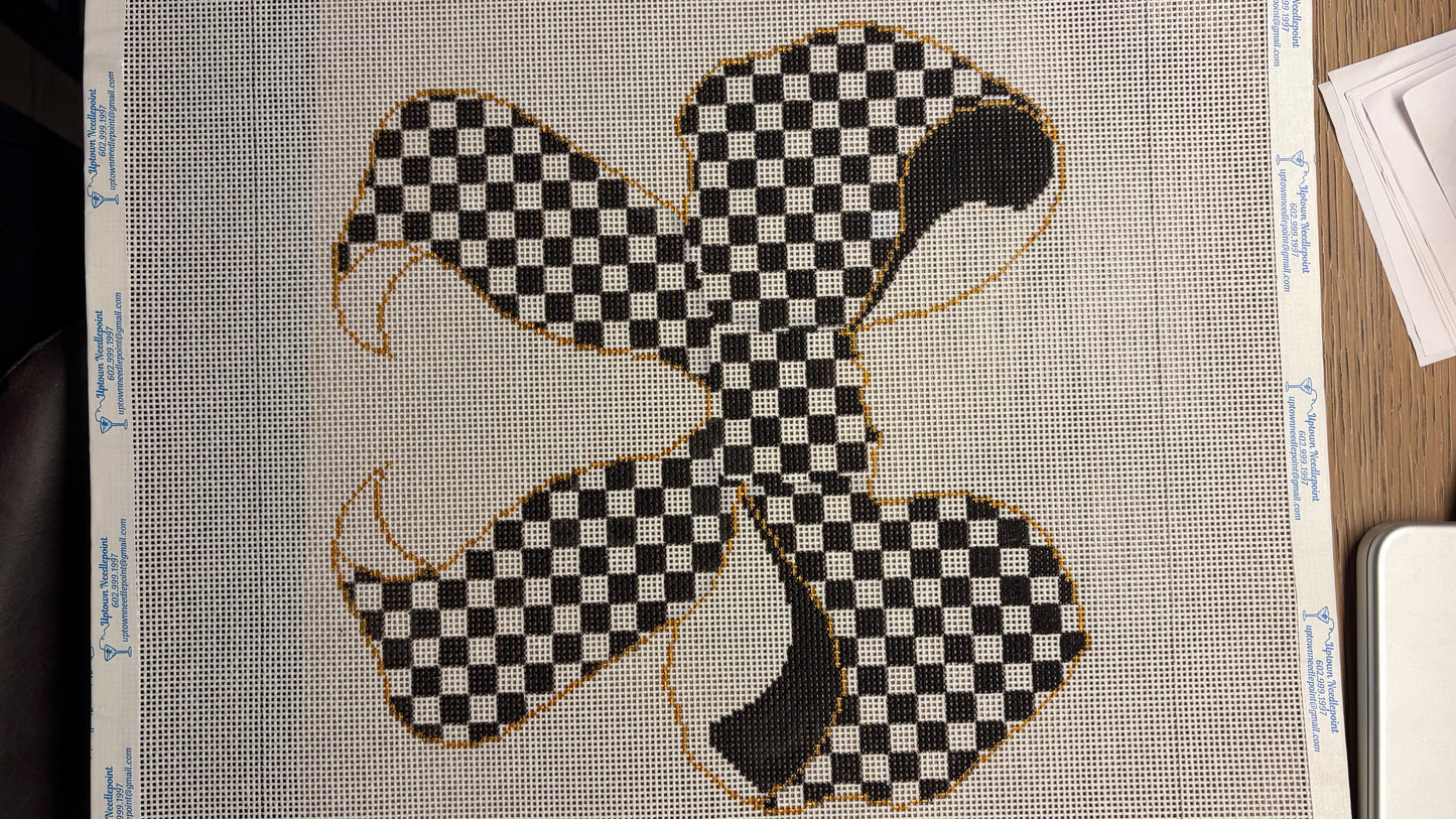 Black and White Checkered Bow