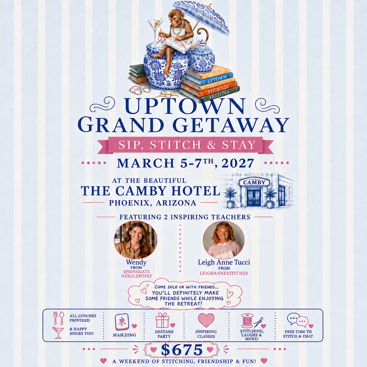 The Uptown Needlepoint Grand Getaway | March 5–7, 2027 | The Camby Hotel, Phoenix, AZ