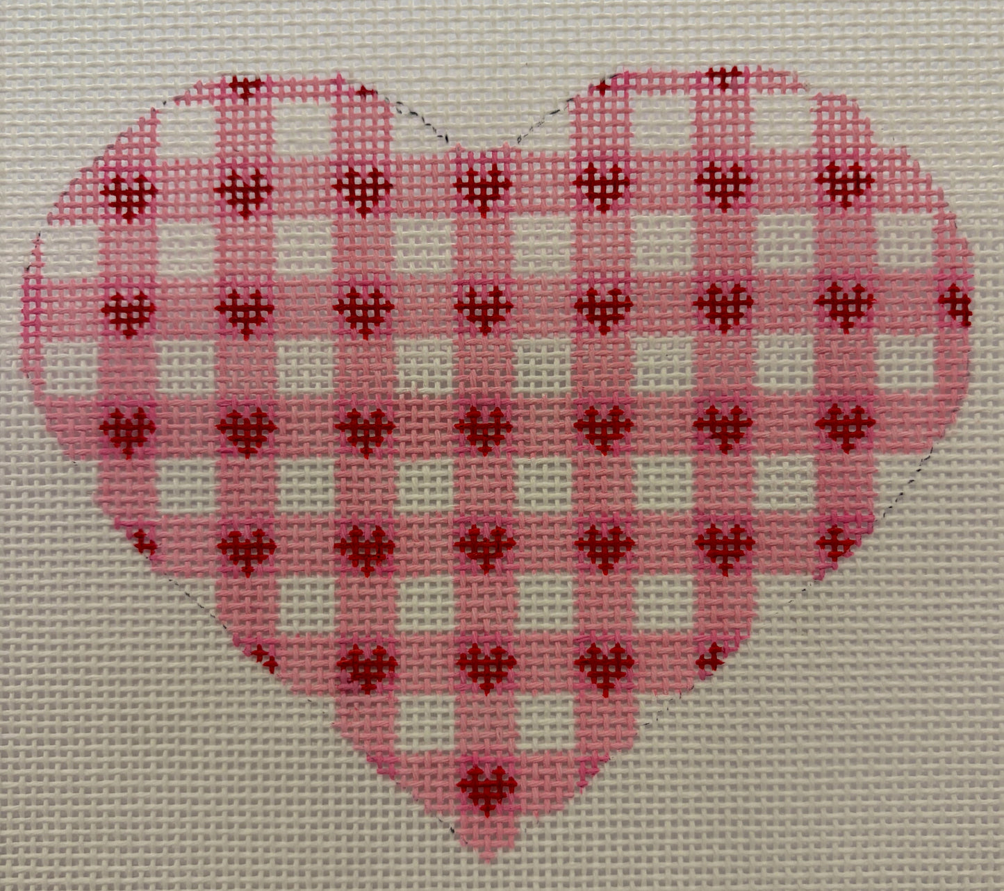 Mini Heart - Pink Gingham with Red Hearts