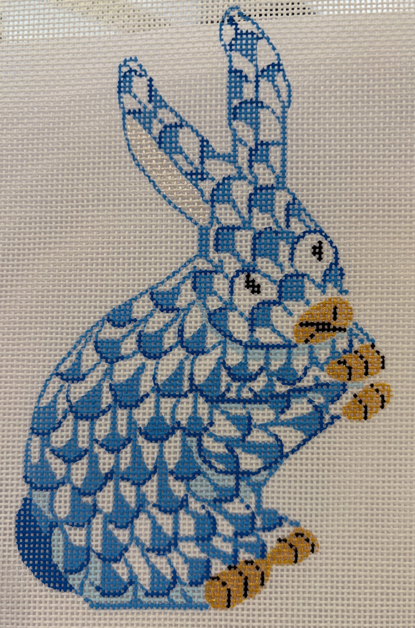 Mini Herend Standing Bunny (Blue)