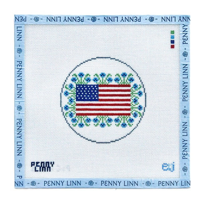 Blue Floral American Flag