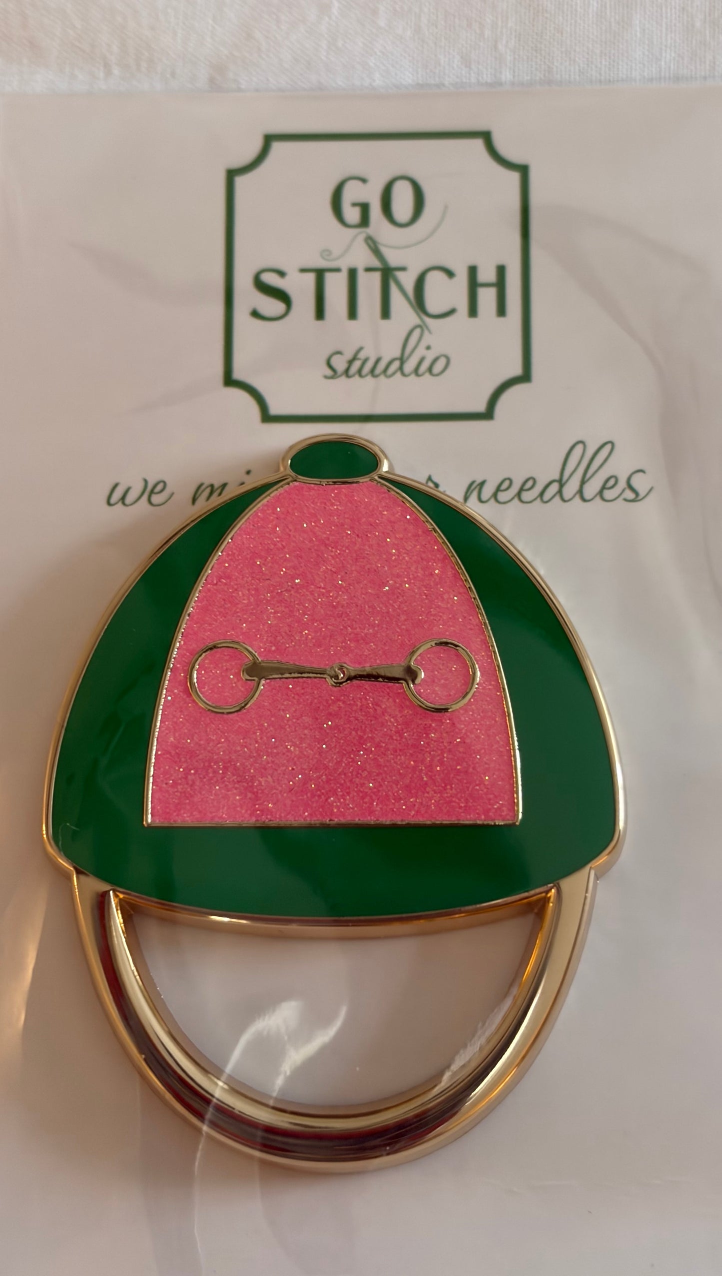 Pink & Green Jockey Hat w/ Glitter