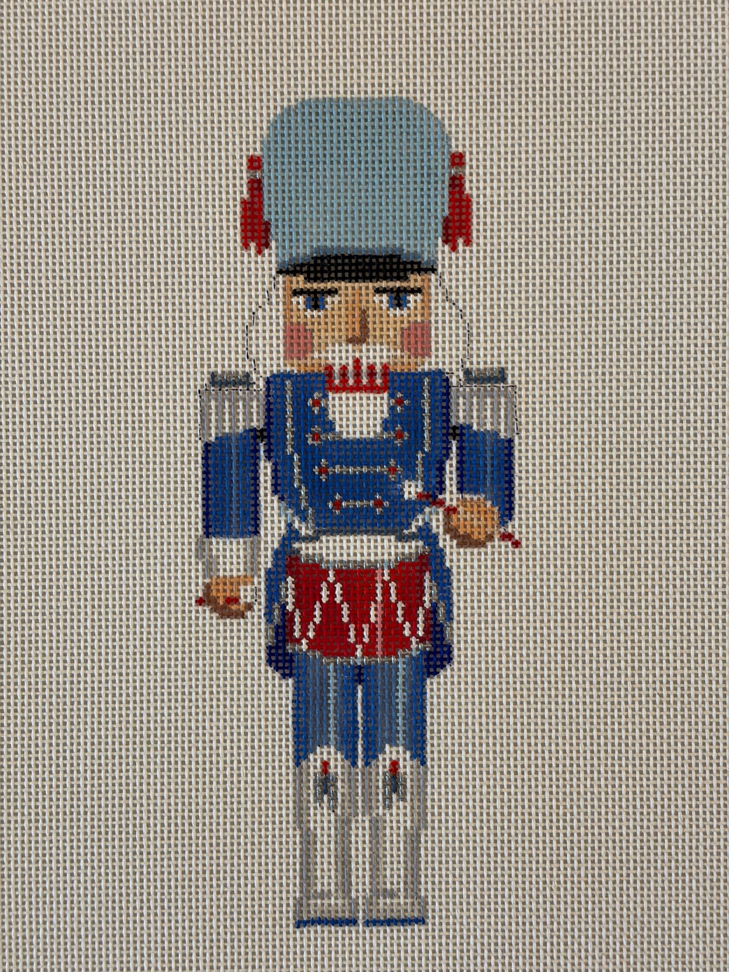 Nutcracker, Blue, White, & Silver Drummer