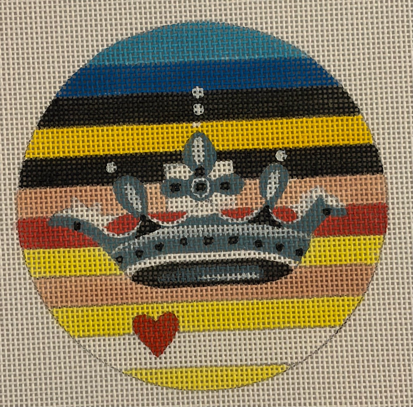 Crown on Multi Stripes Round