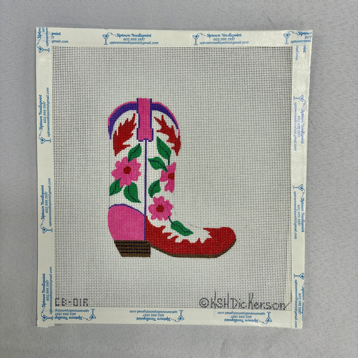 Pink & Red Flower Cowboy Boot