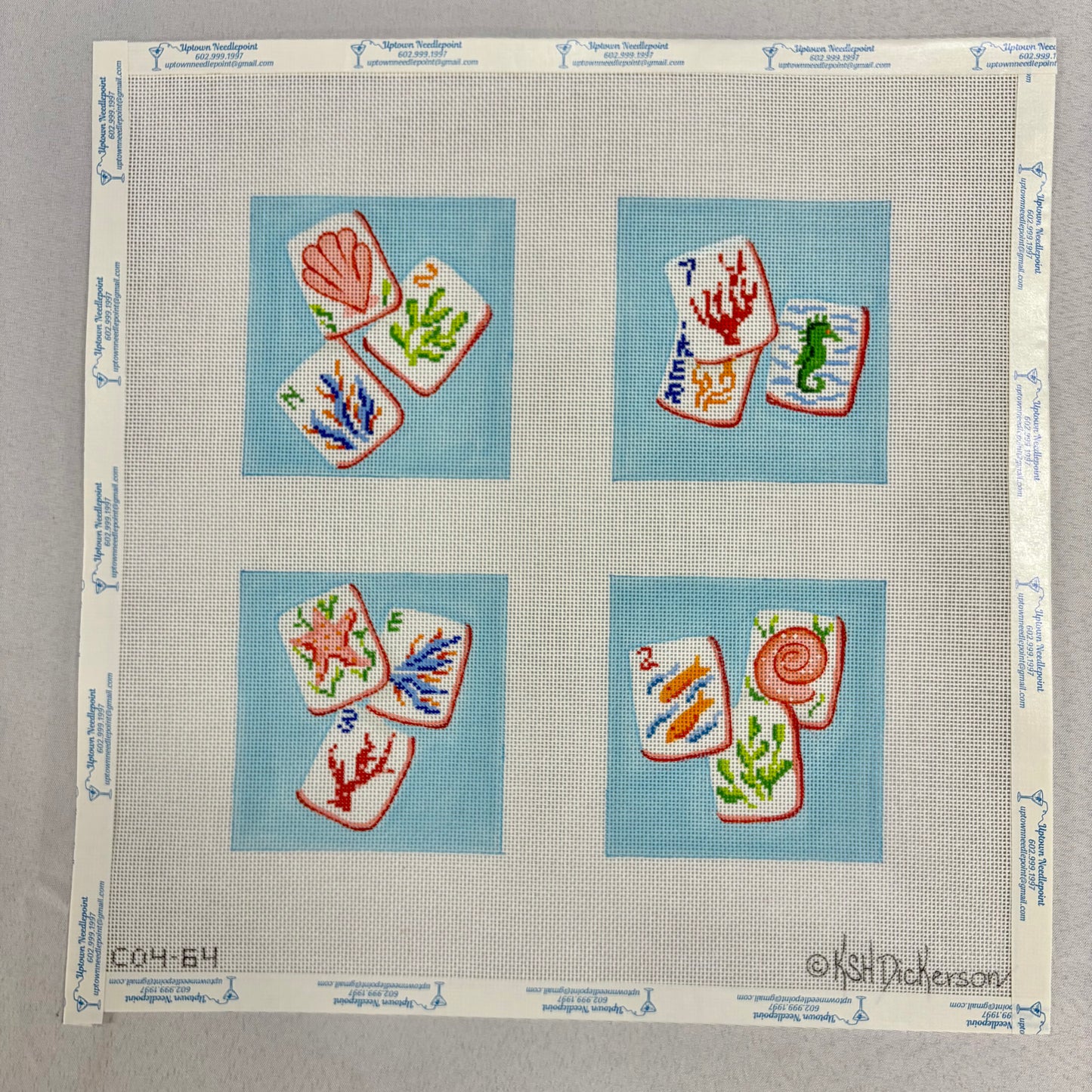 Mahjong Blue Coaster Set