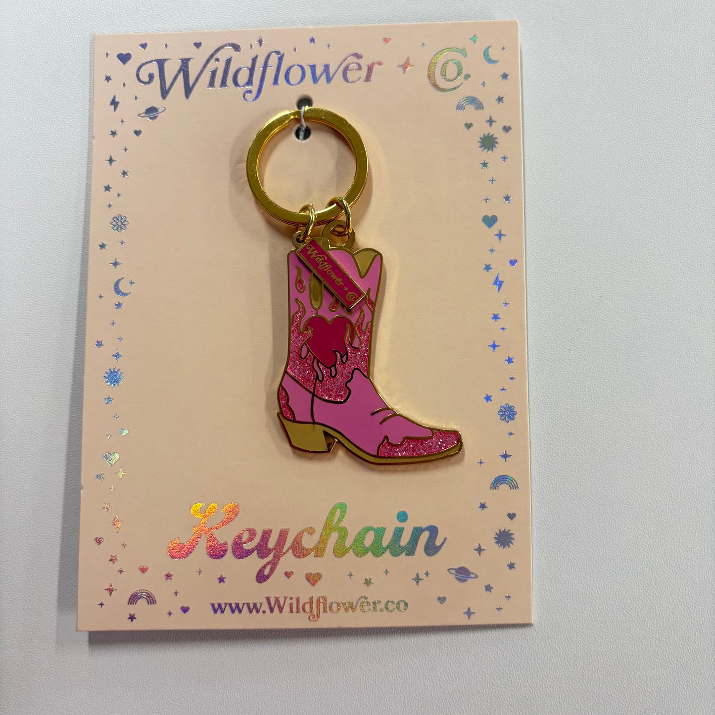 Flaming Pink Cowgirl Boot-Keychain