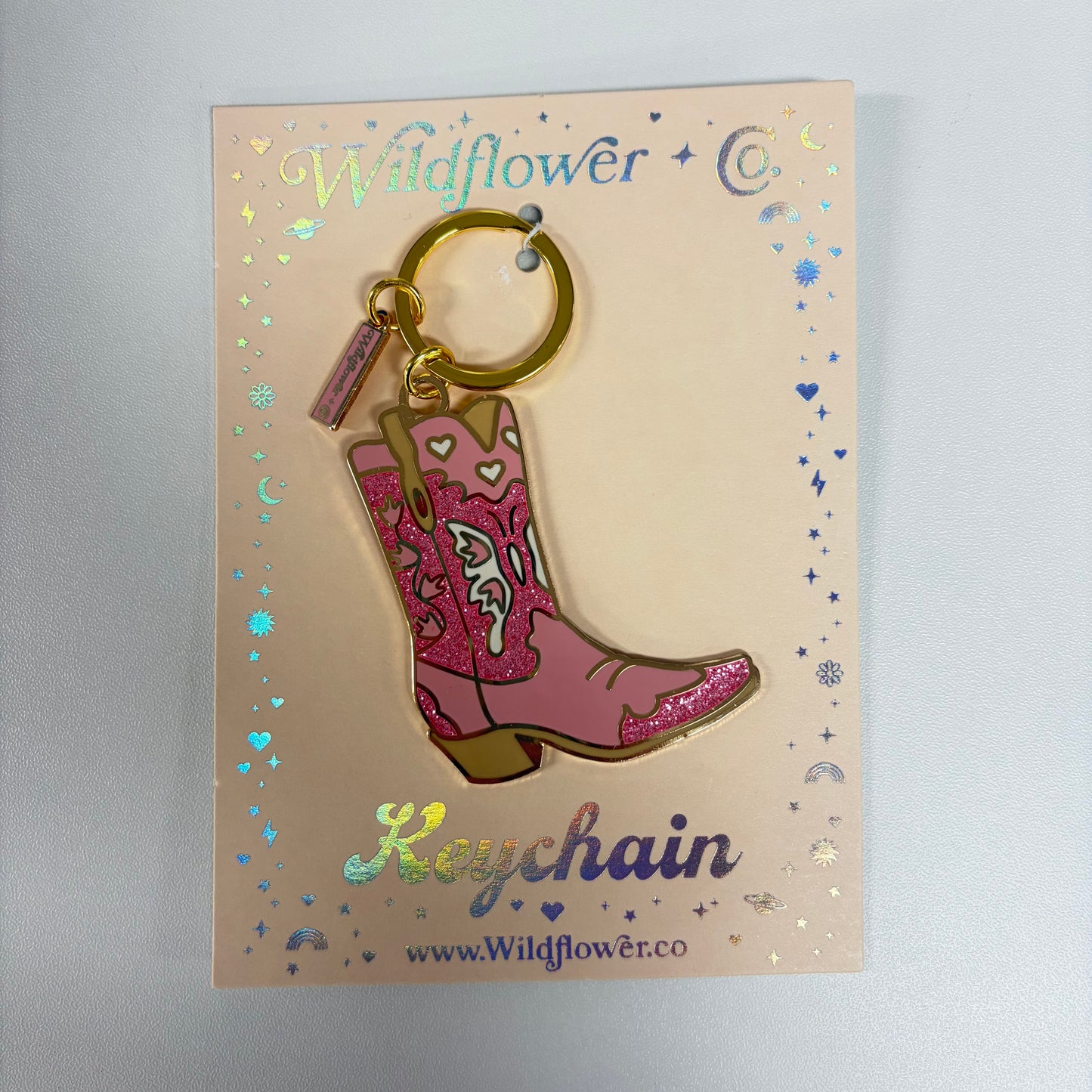 Pink Cowboy Boot Keychain
