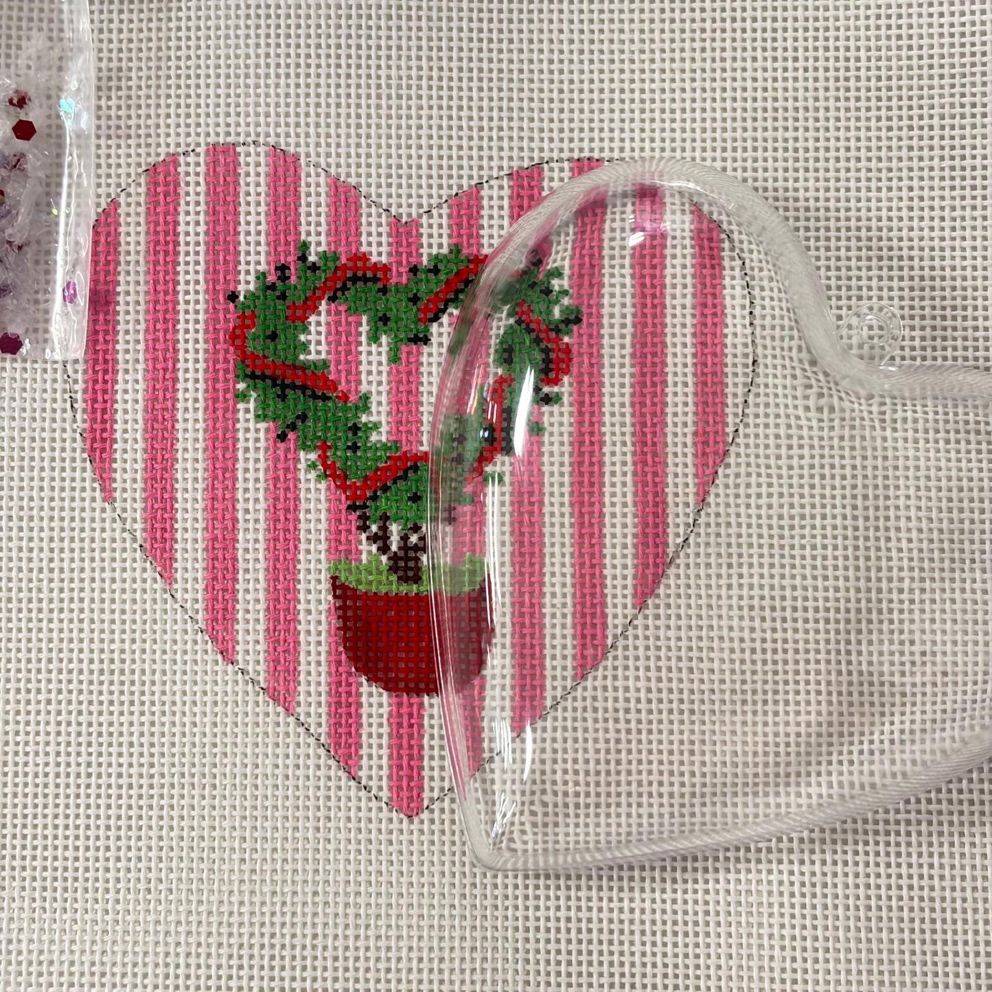 Heart Shaped Globe - Heart Topiary Pink Stripes
