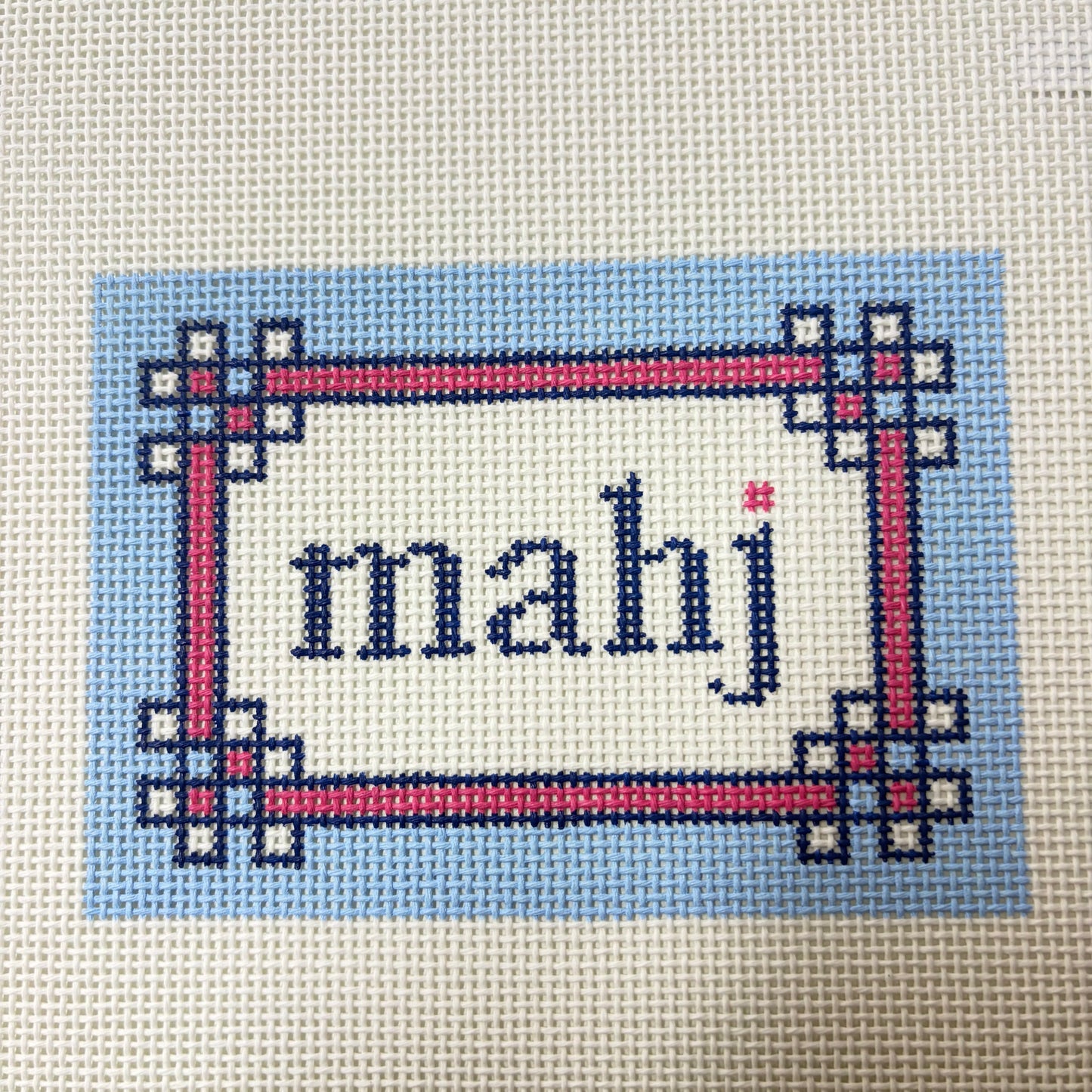 MAHJONG- FLORAL CORNER LIGHT BLUE & PINK