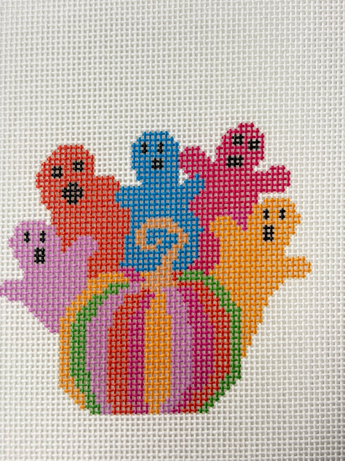 Colorful Ghosts with Pumpkin