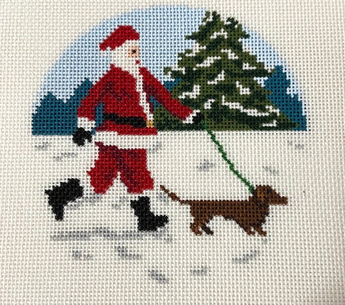 Dog Walking Santa - Dachshund