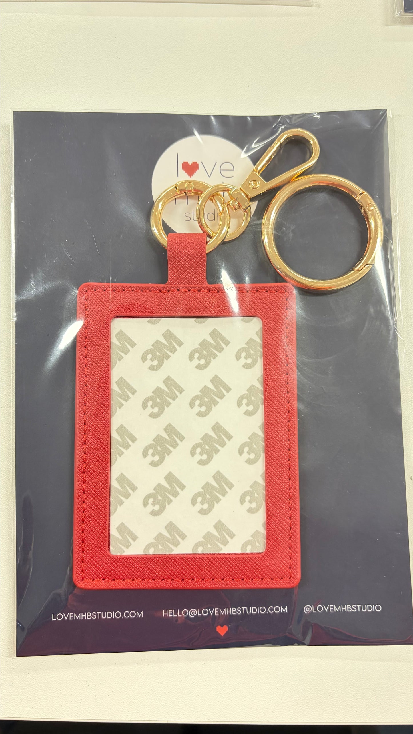 SELF-FINISHING LEATHER CHARM- RECTANGULAR -RED