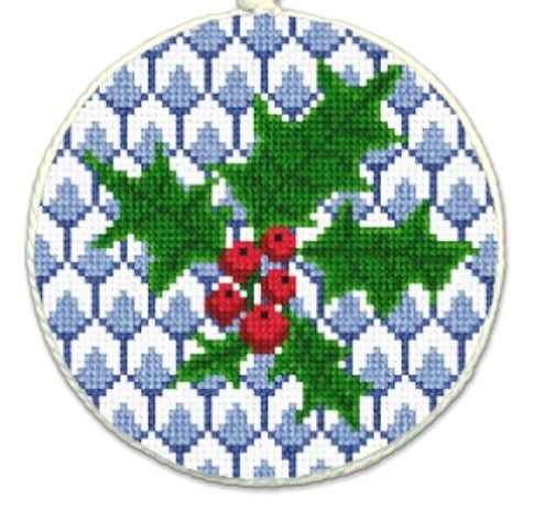Blue Holly Ornament