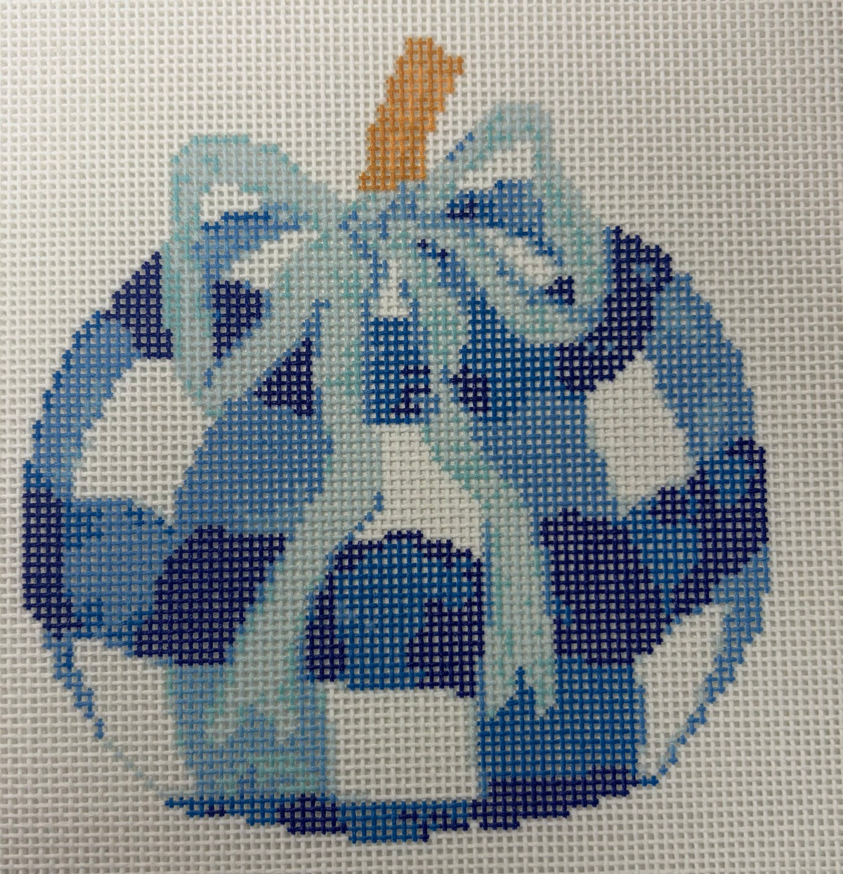 BLUE AND WHITE GINGHAM PUMPKIN