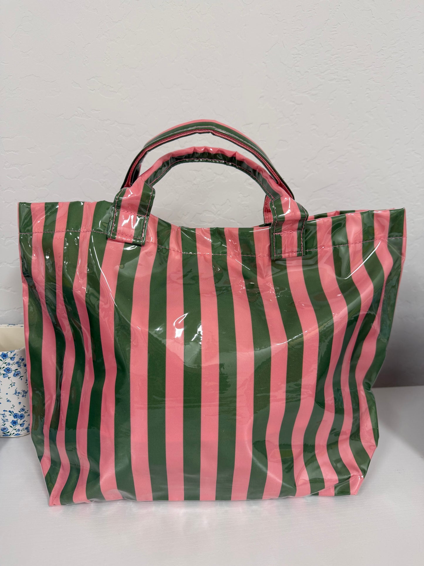 Stripped Color - Waterproof Beach Bag - Yellow & White / Pink & Orange / Pink & Green