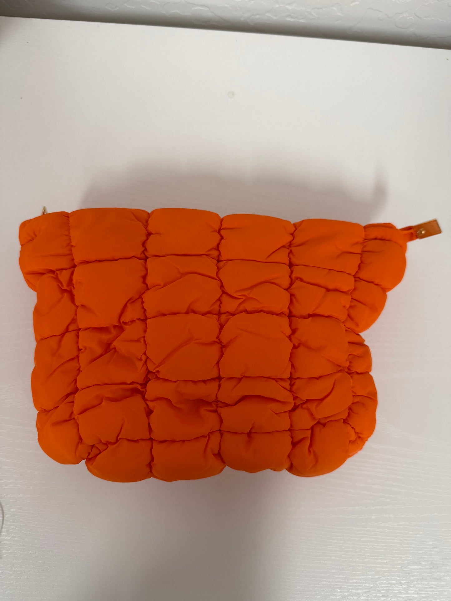 Quilted Puffer Clutch Bag - Orange