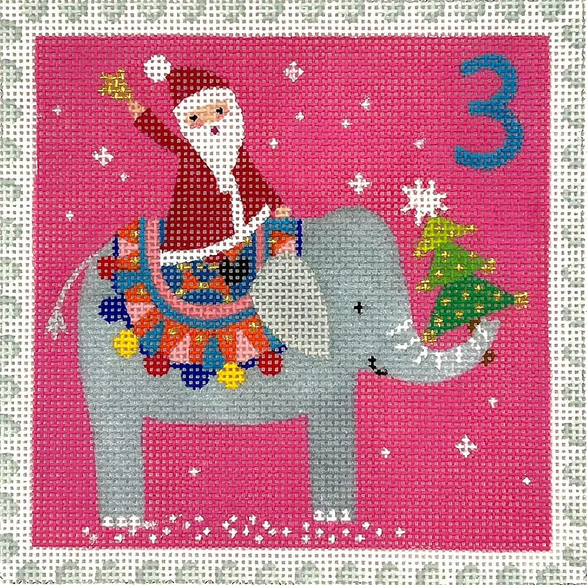 ADVENT STAMP #3- SANTA ON ELEPHANT