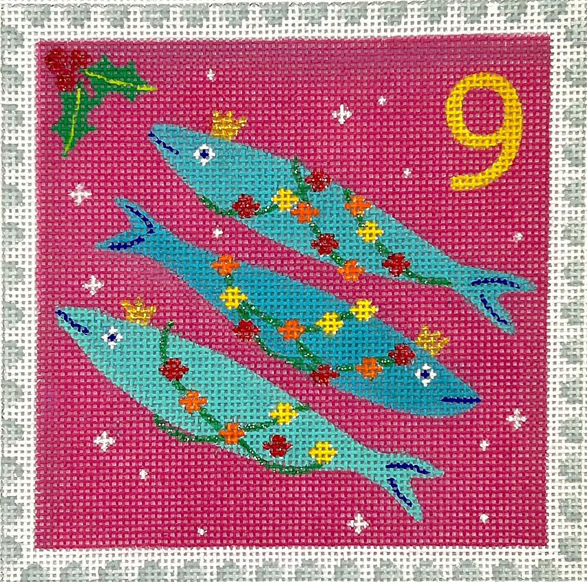 ADVENT STAMP #9-THREE FISH