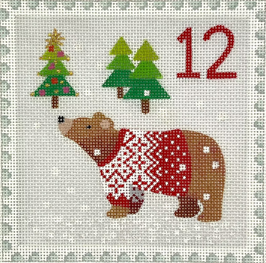 ADVENT STAMP #12- BEAR IN SWEATER
