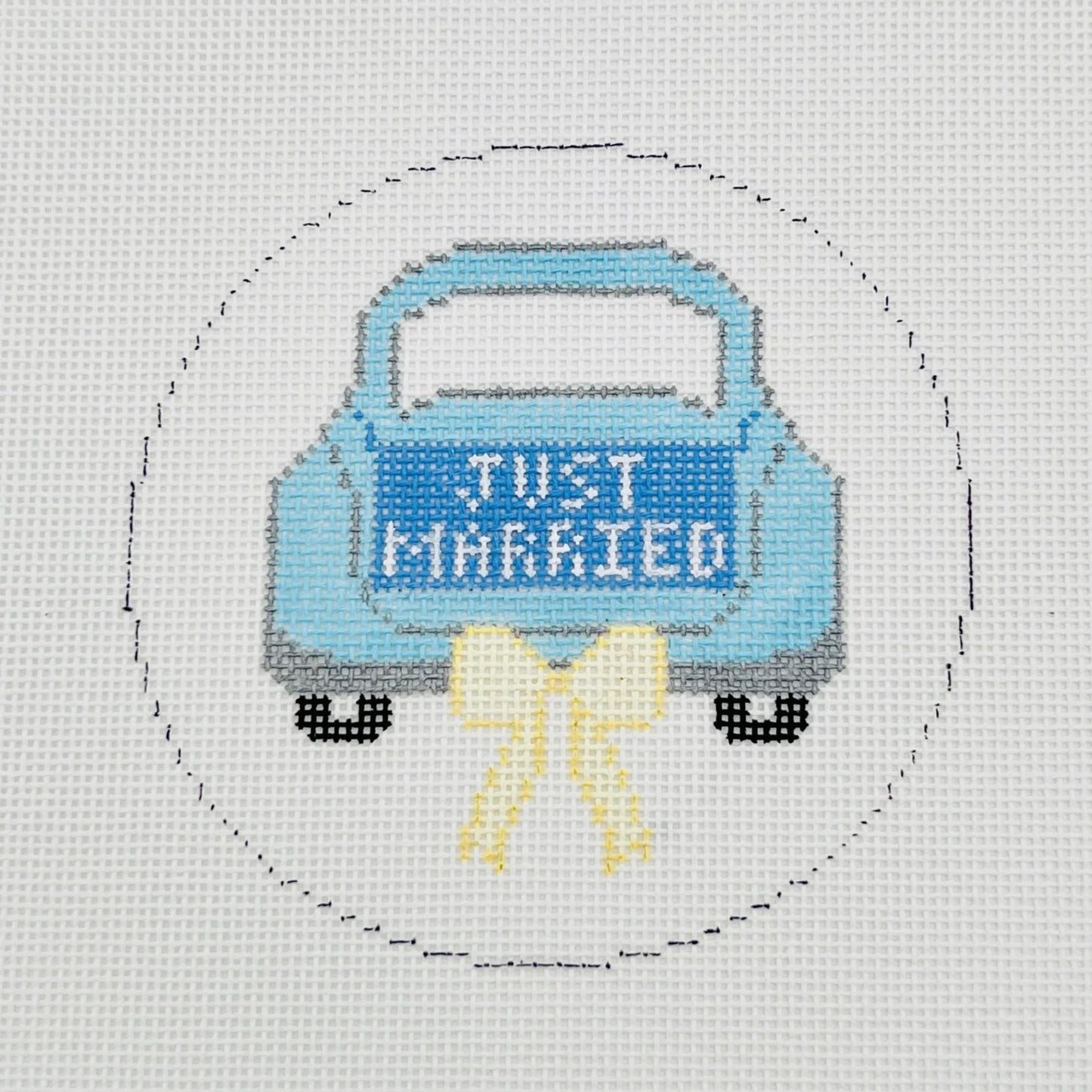 Just Married Teal Car