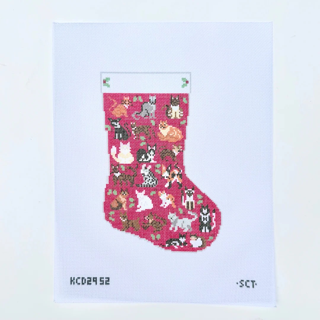 Holiday Cats Mini Stocking Pritned