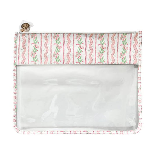 Large Emma Stripe Clear Zip Pouch