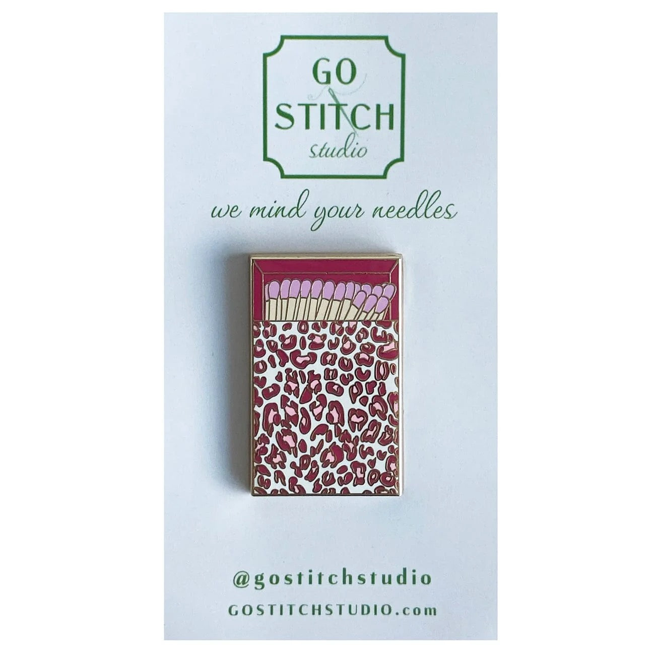 Pink Leopard Print Matchbox Needle Minder