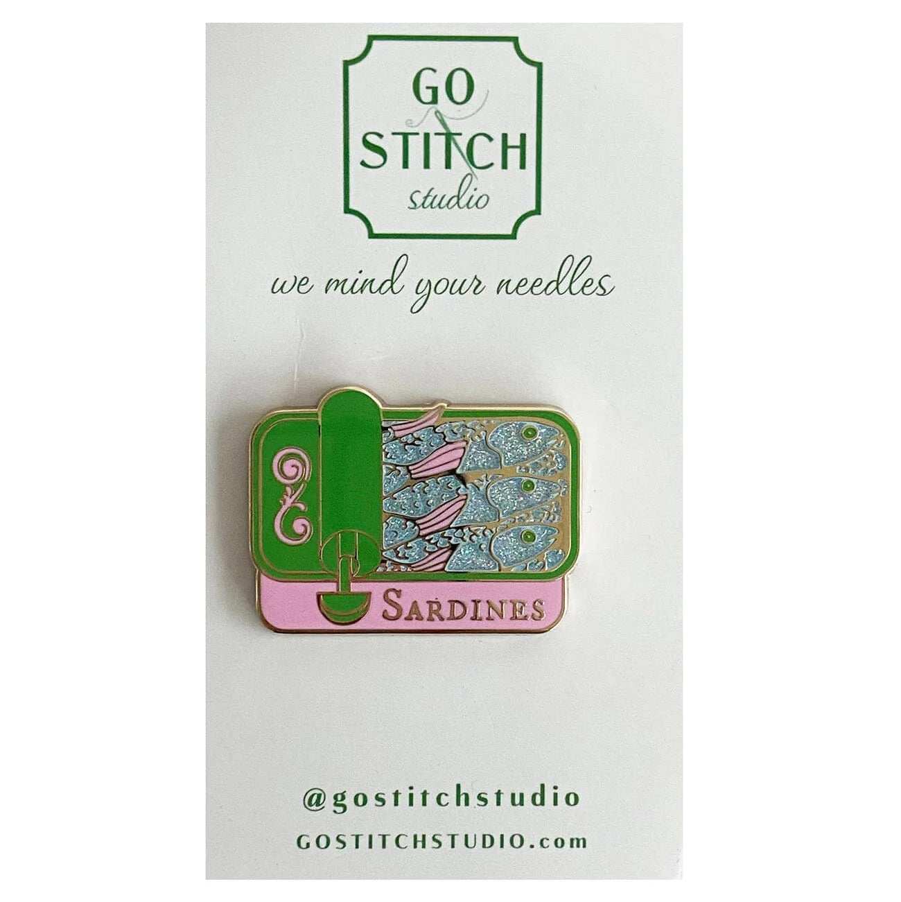 Pink & Green Sardine Can Needle Minder
