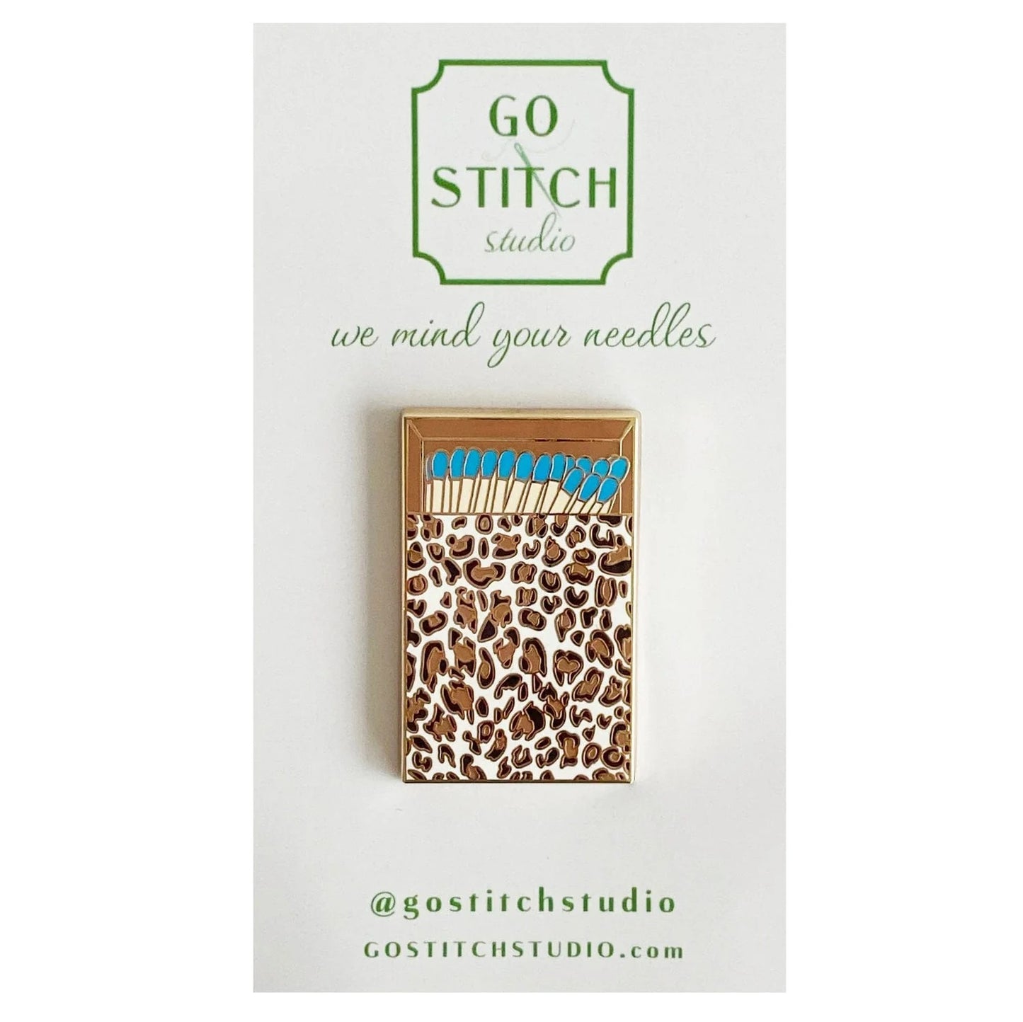 Blue Leopard Print Matchbox Needle Minder