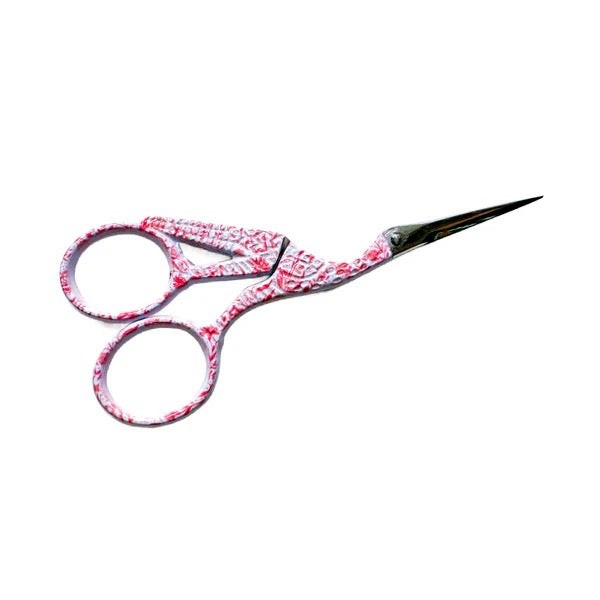 Needlepoint Print Crane Scissors (Pink)