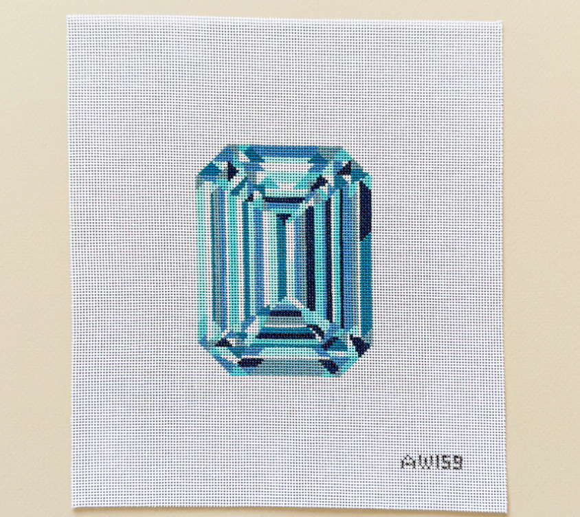 Emerald Cut Diamond Canvas- Blue