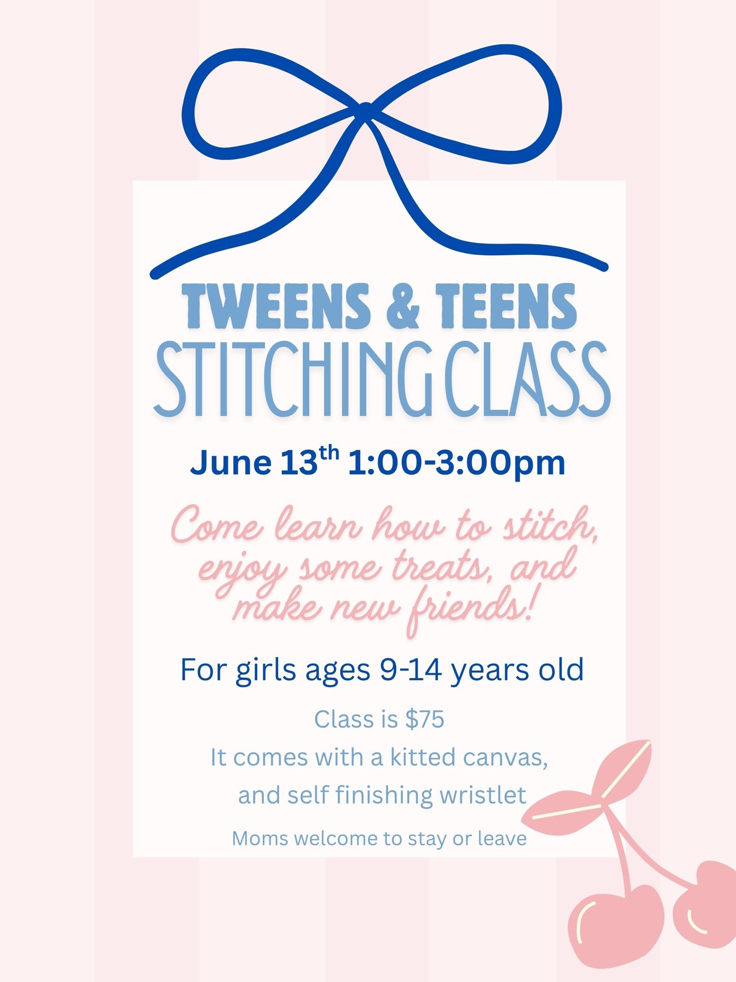 Tween Teen Beginner Needlepoint Class