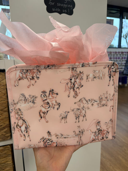Large Cowgirl/boy Toile Pouch