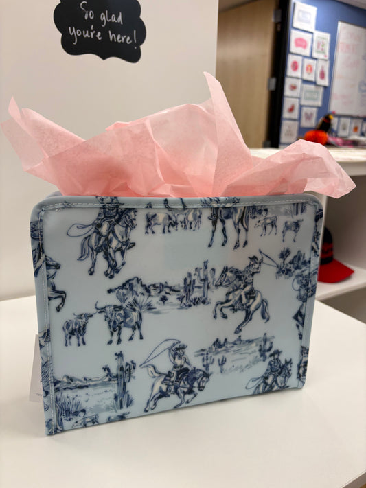 Large Cowgirl/boy Toile Pouch