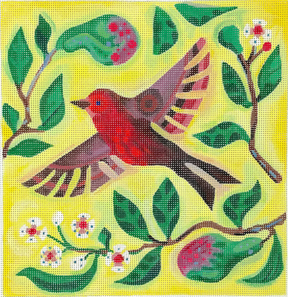 ROBIN W/ PEARS ON LEMON