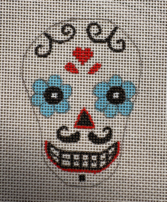 Skull 166 - Blue Flowers