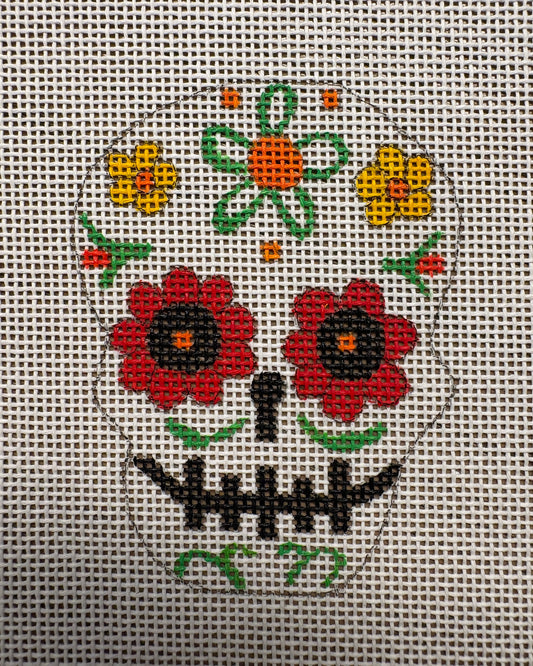 Skull 169 - Blue Flowers
