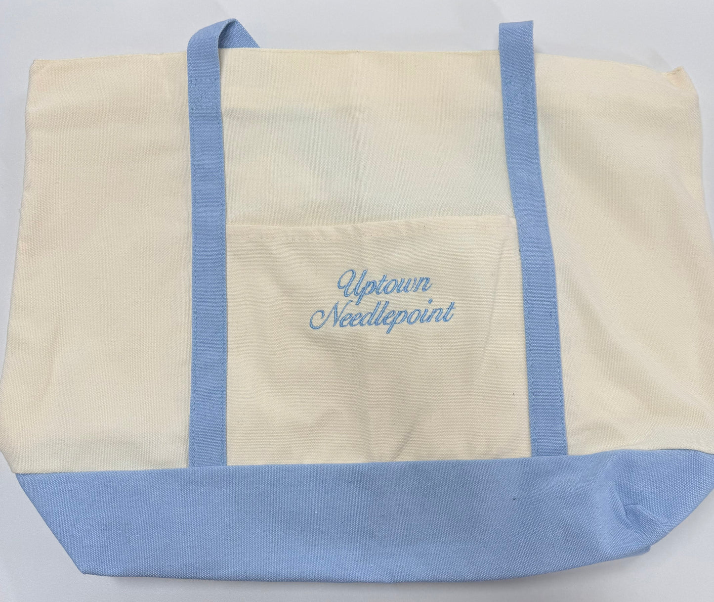 Uptown Needlepoint Blue Tote Bag