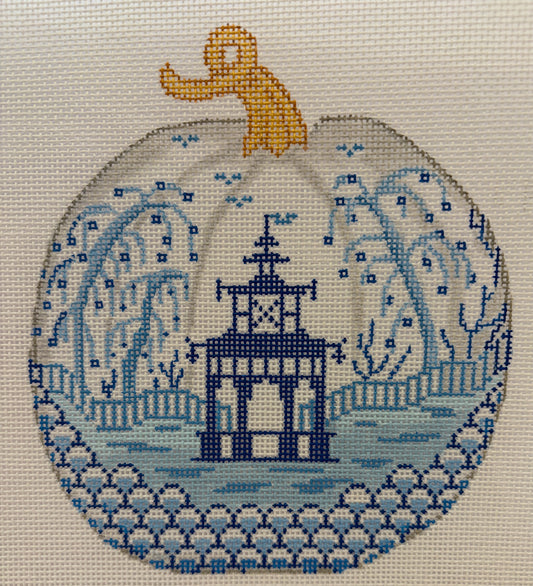 Mini Chinosierie Pumpkin - Large Round with Pagoda & Willows