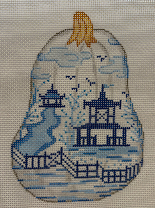 Mini Chinosierie Pumpkin - Tall Gourd with Pagodas & Fence