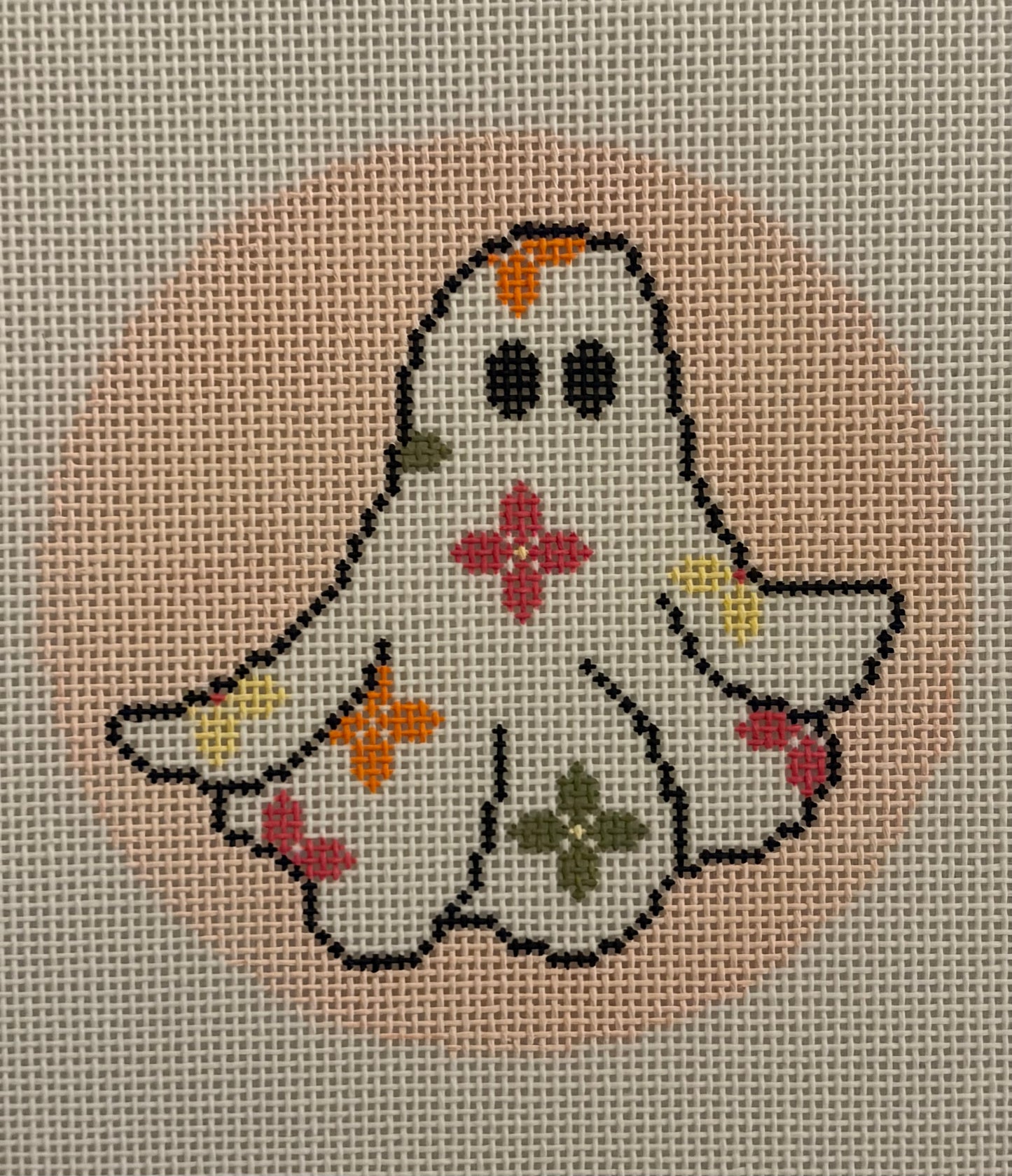 Ghost in Flowers w/ Pink Background Round