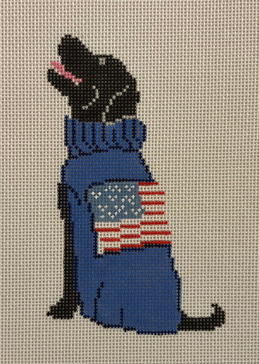 Black lab w/ Flag Sweater