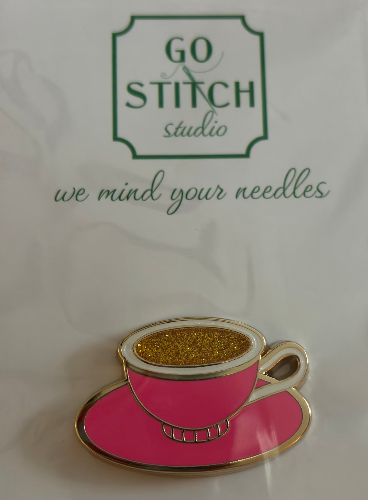 Hot Pink Tea Cup Needle Minder
