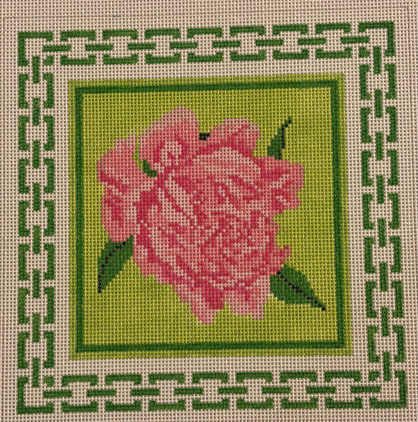 Pink Peony w/ Green Border