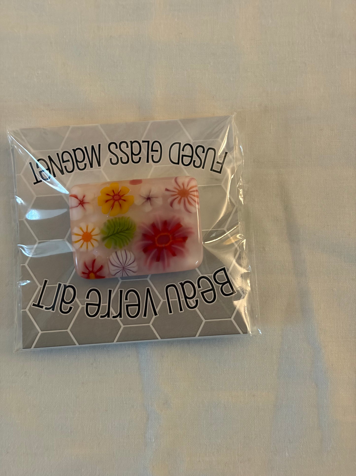 Pink Flowers Glass Needle Minder