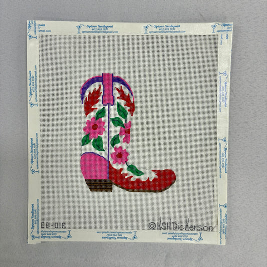 Pink & Red Flower Cowboy Boot