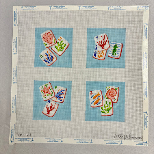 Mahjong Blue Coaster Set