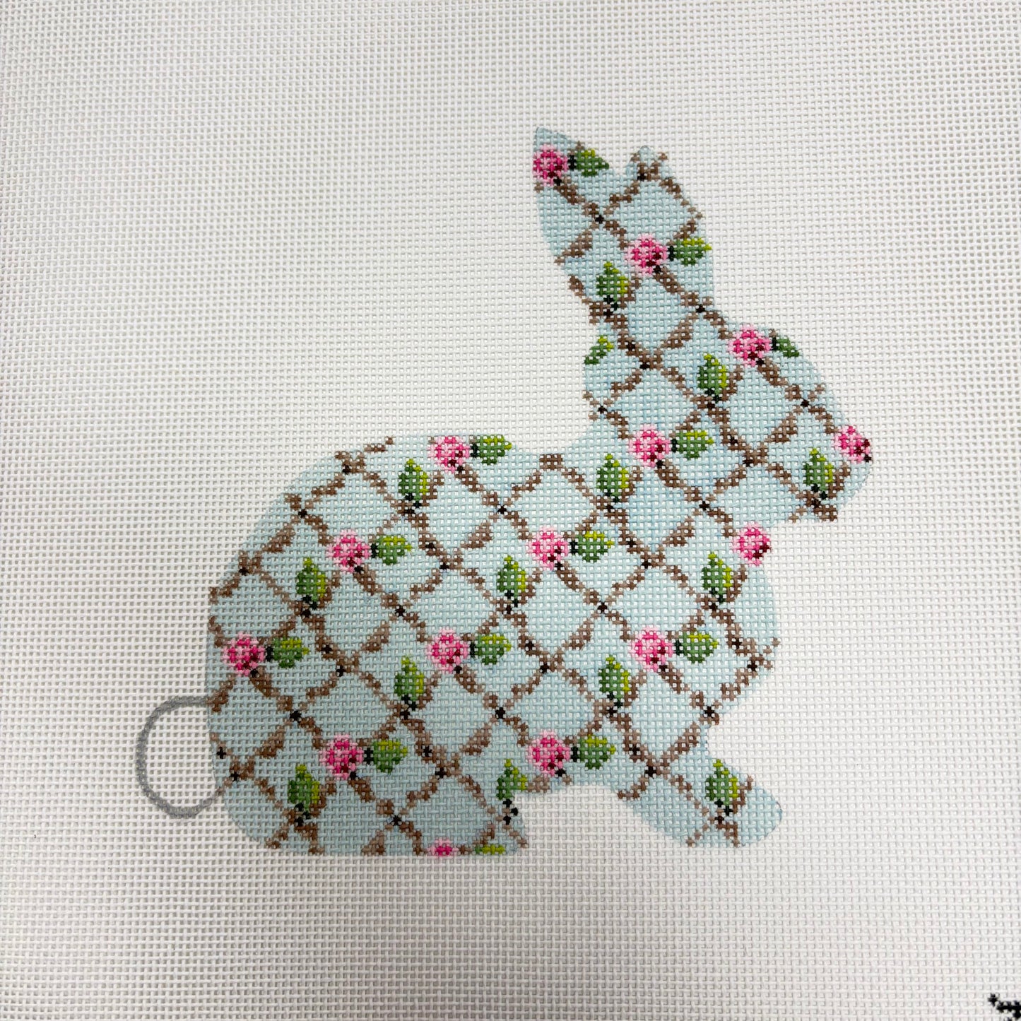 Aqua Hare w/ Rose Trellis Pattern