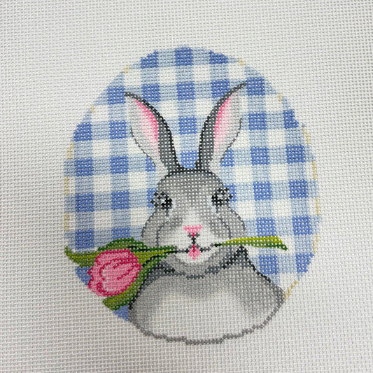 Bunny w/ Tulip on Blue Gingham